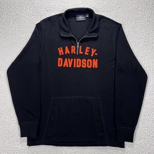 Harley Davidson Quarter Zip Sweatshirt Men’s M Black Pullover Americana Biker